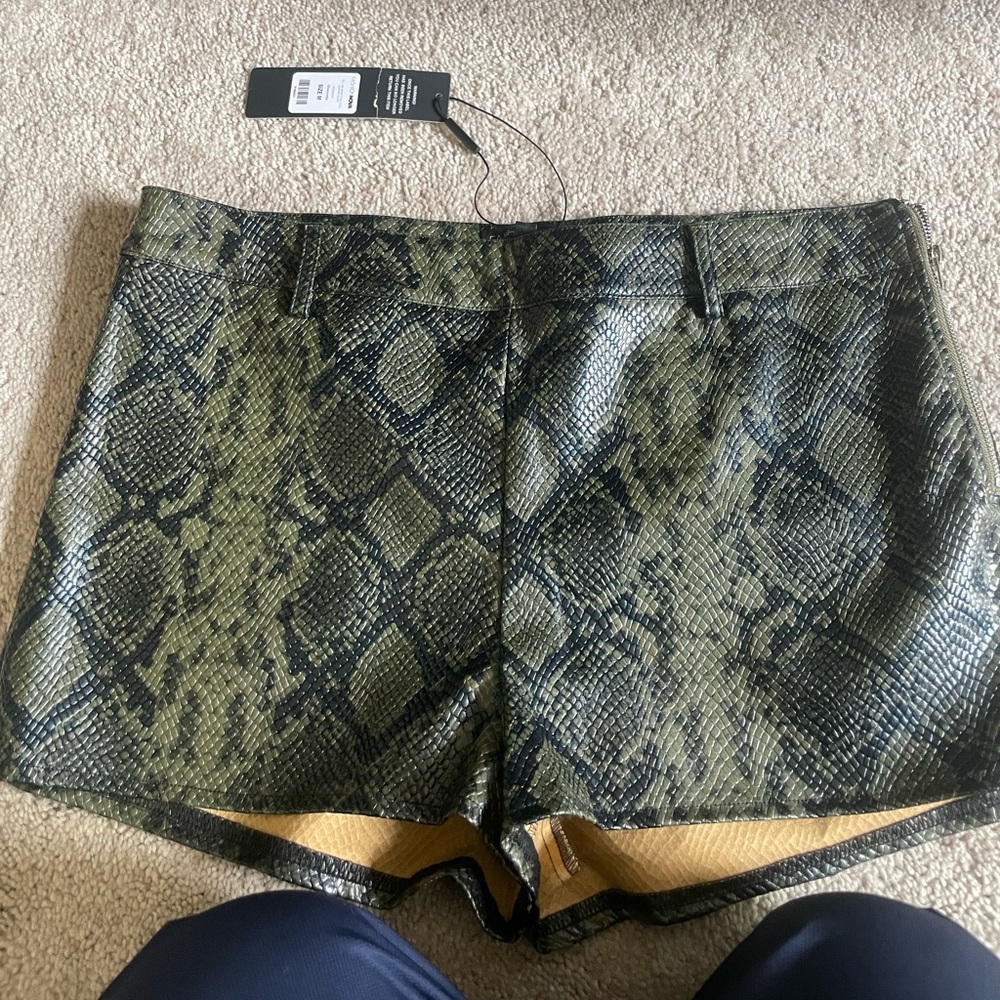 Snake print leather shorts